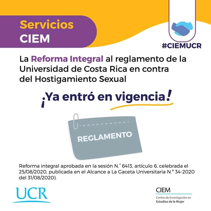 Ya entró en vigencia la reforma integral al Reglamento de la UCR contra el Hostigamiento Sexual